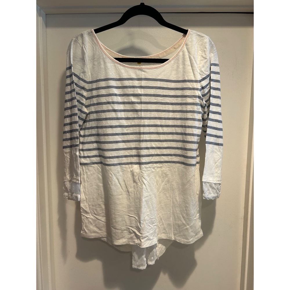 Little Yellow Button Striped Layered Top